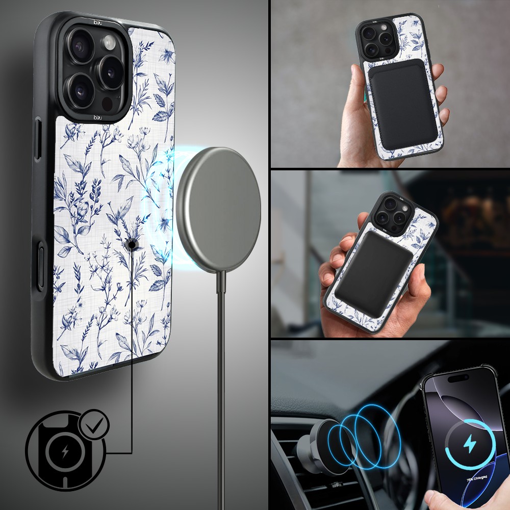Etui do iPhone 16 Pro Max IBIZU DropGuard Matt z MagSafe, Pastel Bloom, Lazurowe szepty (5)