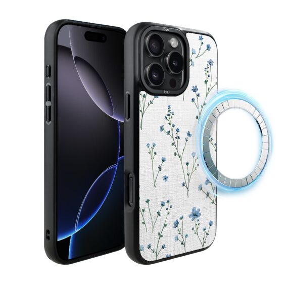 Etui do iPhone 16 Pro Max IBIZU DropGuard Matt z MagSafe, Pastel Bloom, Niebieski sen (4)