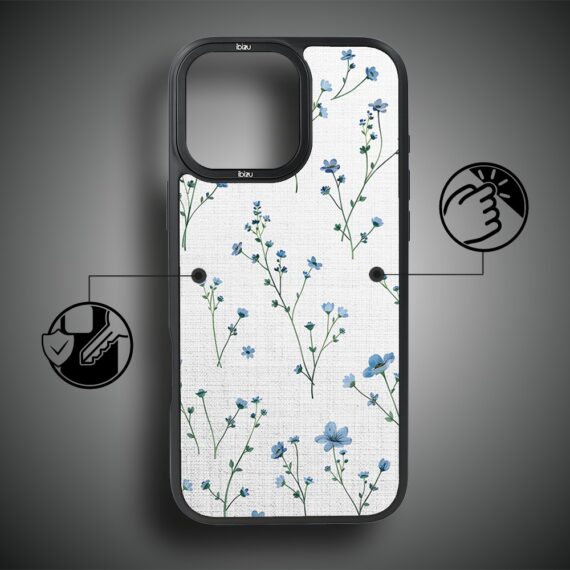 Etui do iPhone 16 Pro Max IBIZU DropGuard Matt z MagSafe, Pastel Bloom, Niebieski sen (5)