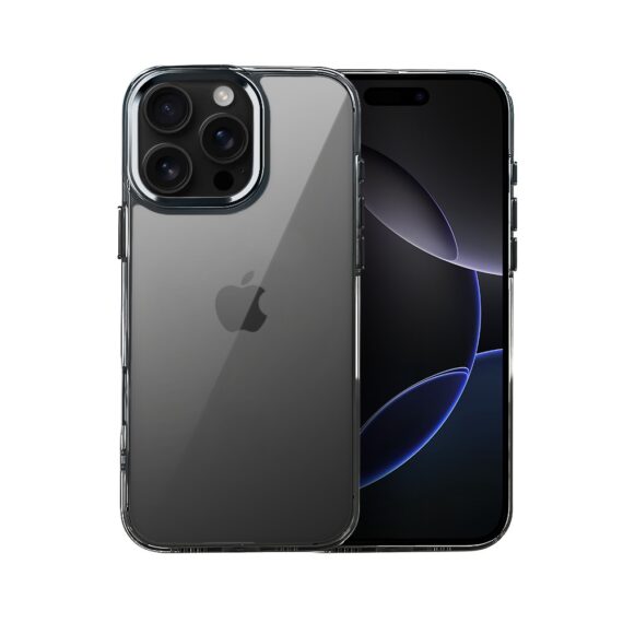 Etui do iPhone 16 Pro Max Super Hybrid z ładowaniem bezprzewodowym, twardy tył, metalowe ozdoby, czarne (1)