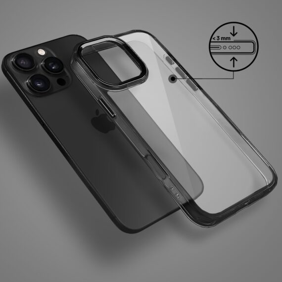 Etui do iPhone 16 Pro Max Super Hybrid z ładowaniem bezprzewodowym, twardy tył, metalowe ozdoby, czarne (3)