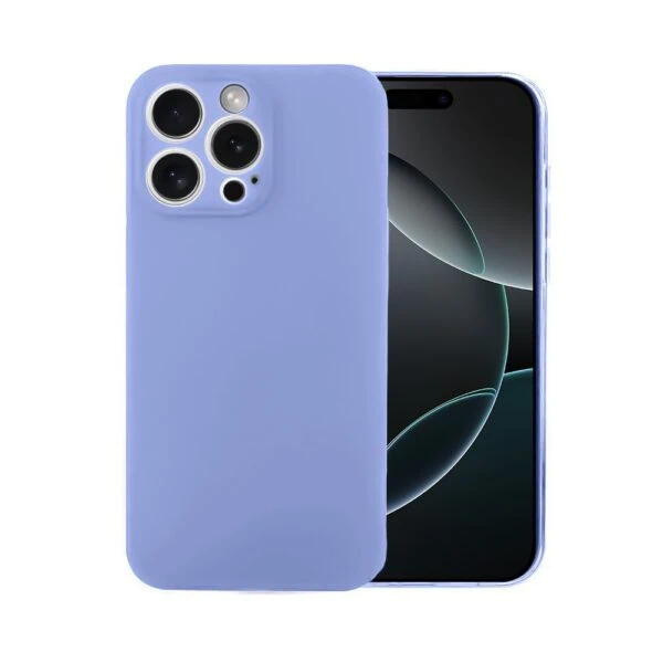 Etui do iPhone 16 Pro silikonowe z mikrofibrą soft touch z osłoną na aparat, fioletowe liliowe