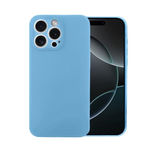 Etui do iPhone 16 Pro silikonowe z mikrofibrą soft touch z osłoną na aparat, niebieskie
