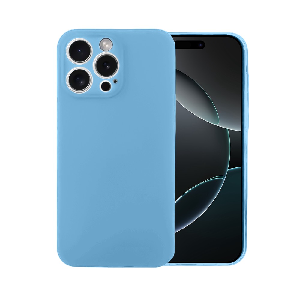 Etui do iPhone 16 Pro silikonowe z mikrofibrą soft touch z osłoną na aparat, niebieskie