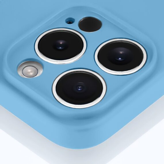 Etui do iPhone 16 Pro Max silikonowe z mikrofibrą soft touch z osłoną na aparat, niebieskie (5)