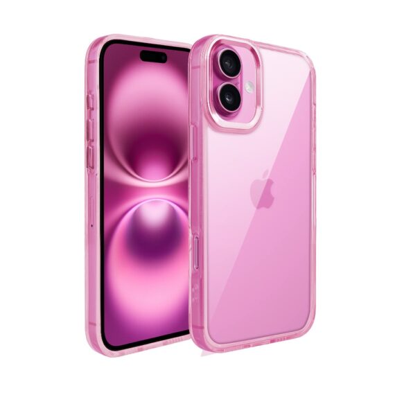 Etui do iPhone 16 Super Hybrid z ładowaniem bezprzewodowym, twardy tył, metalowe ozdoby, różowe (6)