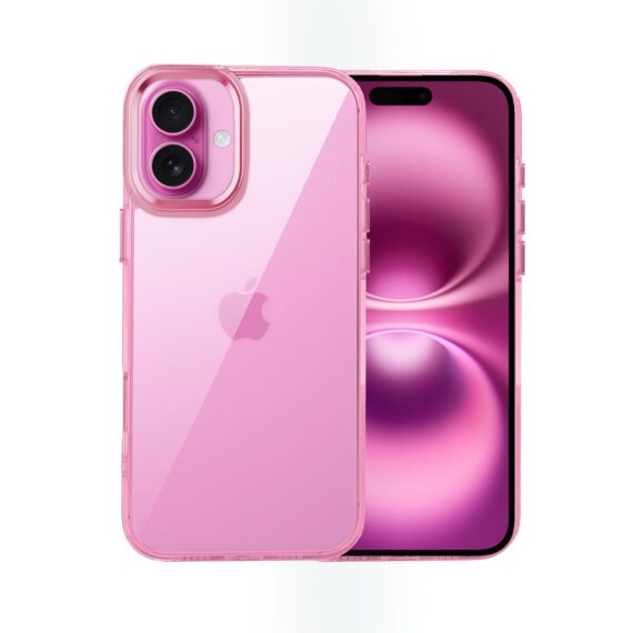 Etui do iPhone 16 Super Hybrid z ładowaniem bezprzewodowym, twardy tył, metalowe ozdoby, różowe (7)