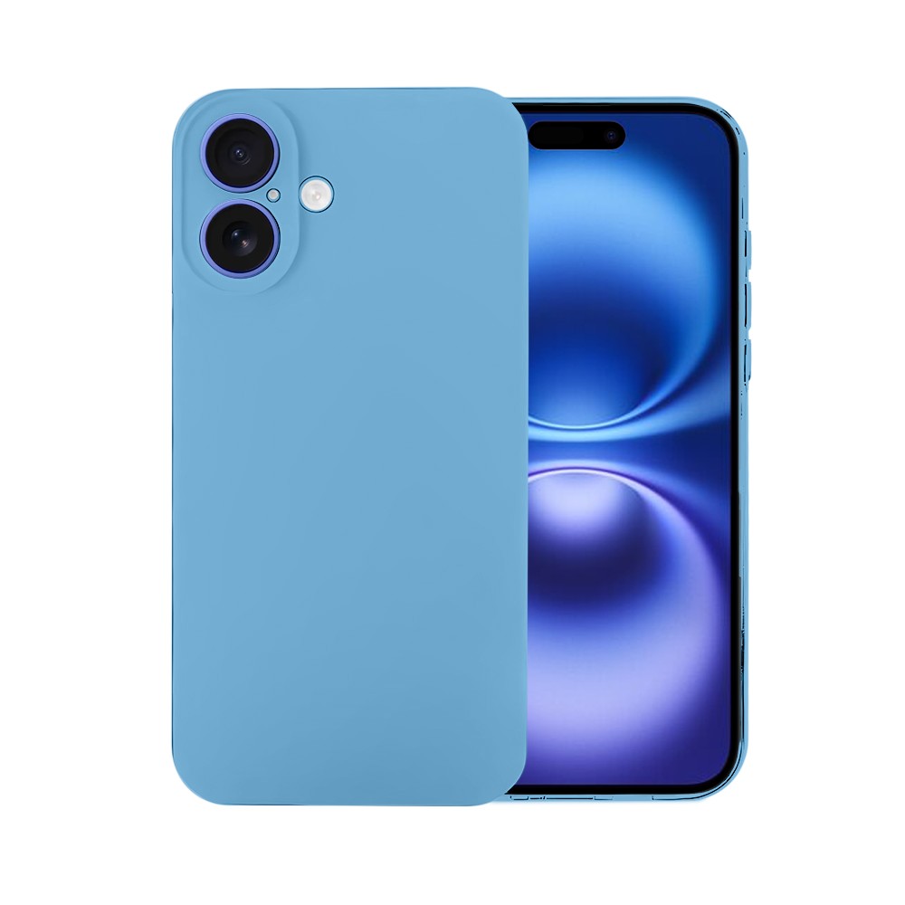 Etui do iPhone 16 silikonowe z mikrofibrą soft touch z osłoną na aparat, niebieskie (2)