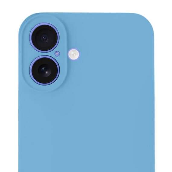 Etui do iPhone 16 silikonowe z mikrofibrą soft touch z osłoną na aparat, niebieskie (3)