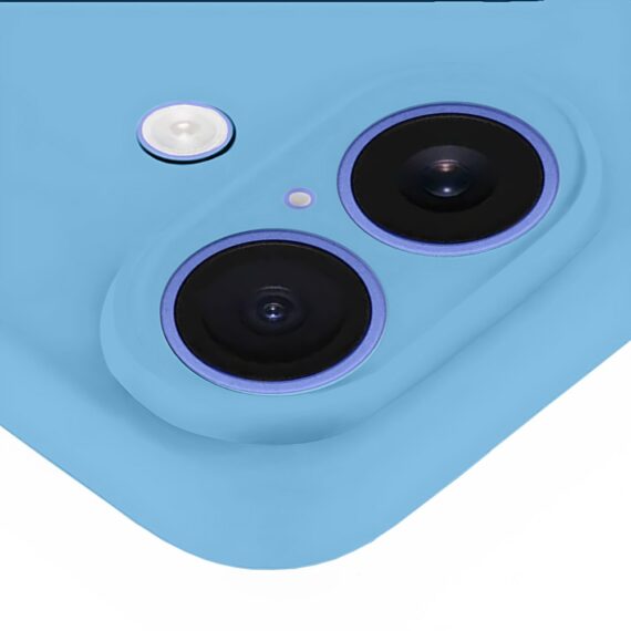 Etui do iPhone 16 silikonowe z mikrofibrą soft touch z osłoną na aparat, niebieskie (5)