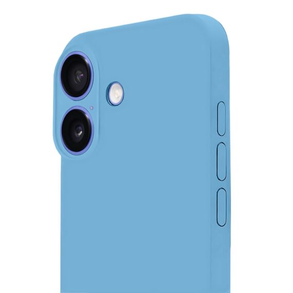 Etui do iPhone 16 silikonowe z mikrofibrą soft touch z osłoną na aparat, niebieskie (6)