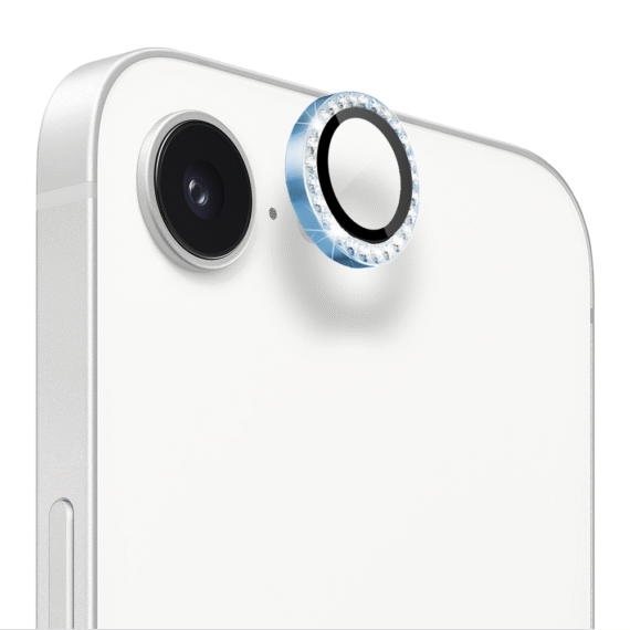Luksusowa diamentowa osłona obiektywów, szkło na aparat iPhone 16e, niebieski Złoty diament-1