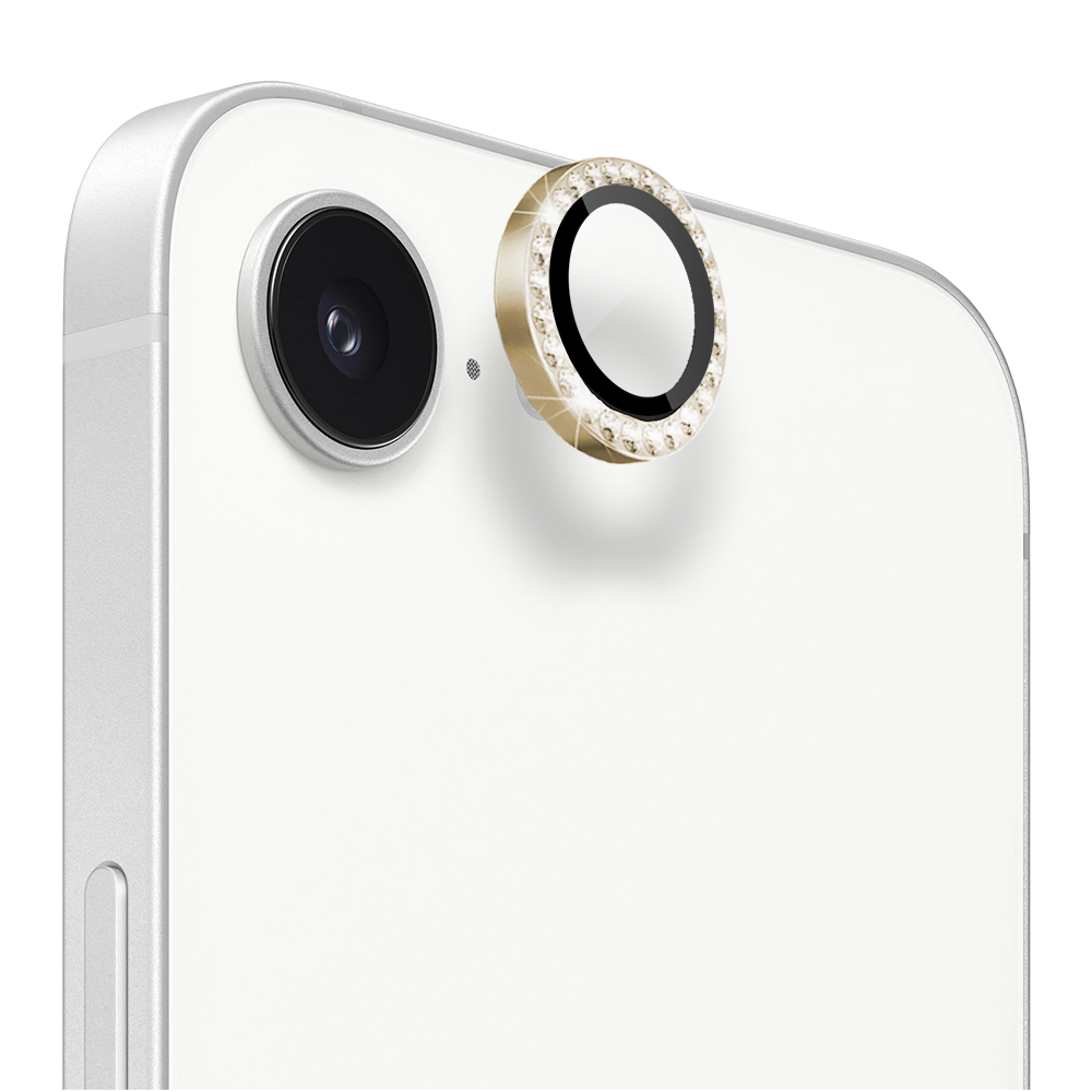 Luksusowa diamentowa osłona obiektywów, szkło na aparat iPhone 16e, złoteNiebieski diament-1