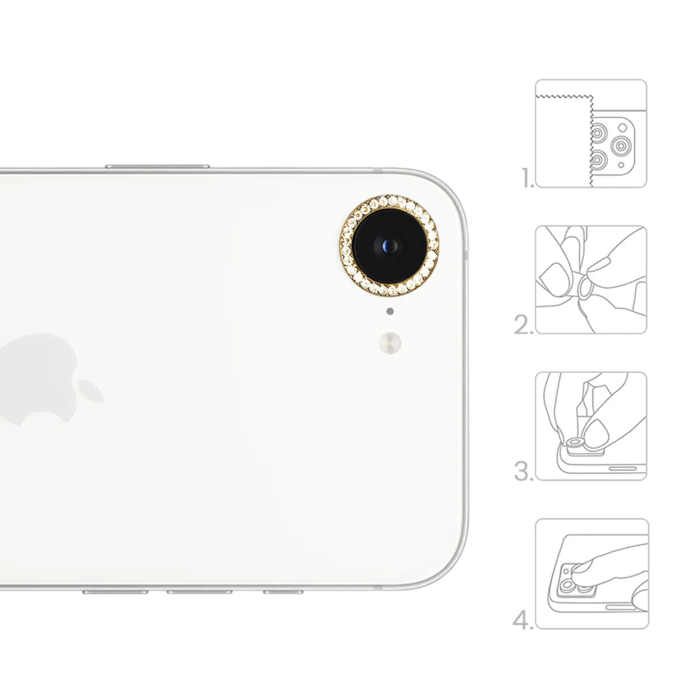 Luksusowa diamentowa osłona obiektywów, szkło na aparat iPhone 16e, złoteNiebieski diament-4