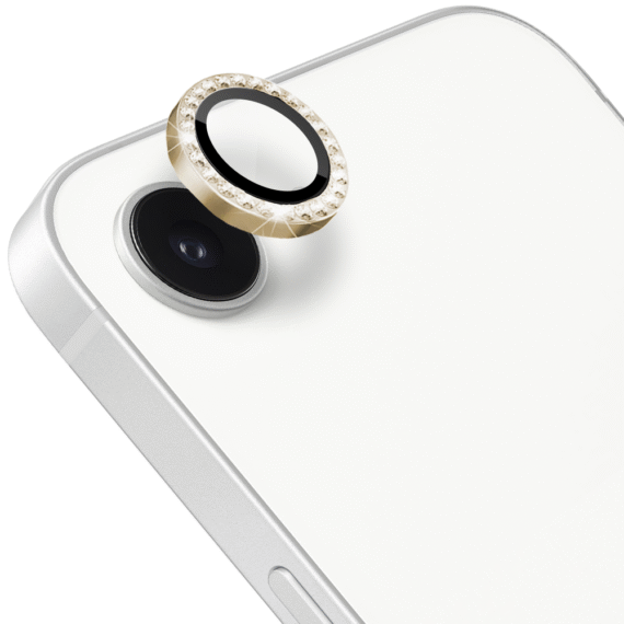 Luksusowa diamentowa osłona obiektywów, szkło na aparat iPhone 16e, złoteNiebieski diament