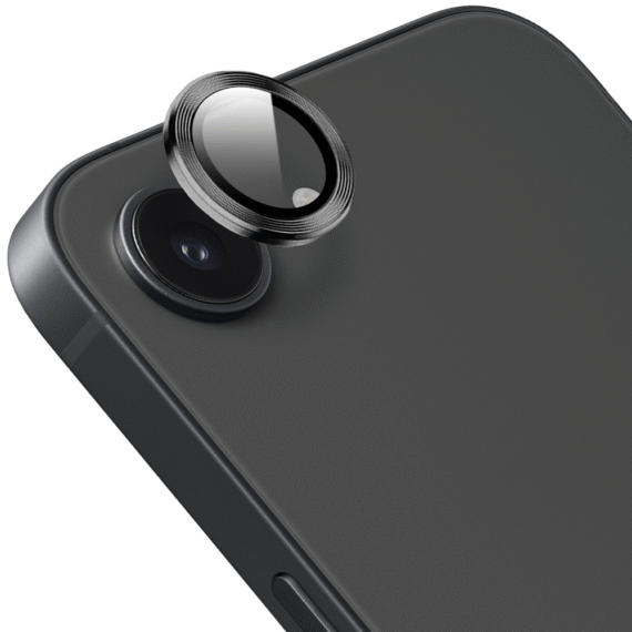 Metalowa osłona obiektywów szkło na aparat iPhone 16e, czarneCzarne