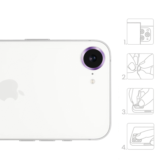 Metalowa osłona obiektywów szkło na aparat iPhone 16e, głęboka purpuraGłęboka purpura-4