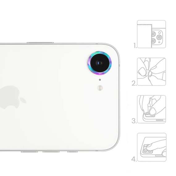 Metalowa osłona obiektywów szkło na aparat iPhone 16e, kameleonKameleon-4