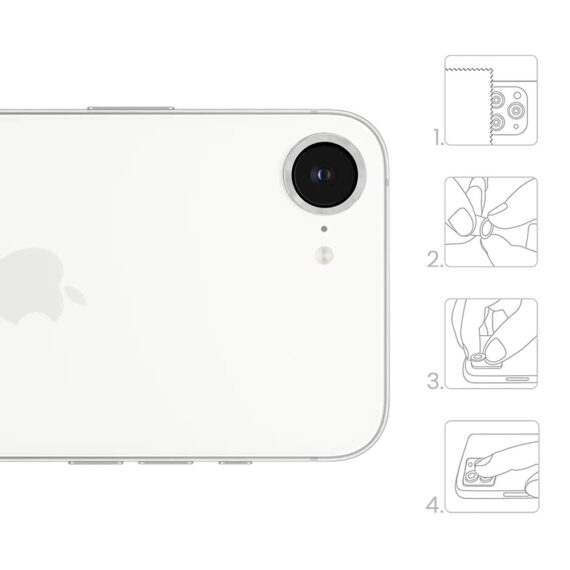 Metalowa osłona obiektywów szkło na aparat iPhone 16e, srebrneSrebrne-4