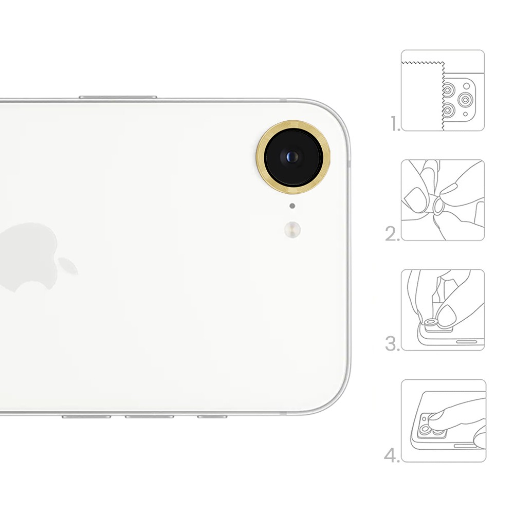 Metalowa osłona obiektywów szkło na aparat iPhone 16e, złotaZłote
