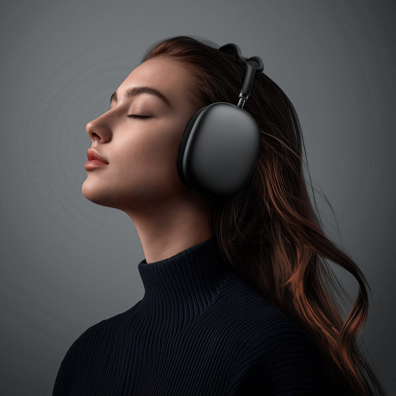 Słuchawki nauszne styl AirPods Max, czarne (1)