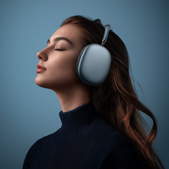 Słuchawki nauszne styl AirPods Max, niebieskie (1)