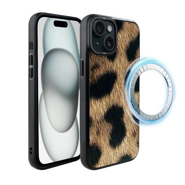 Etui do iPhone 15 IBIZU DropGuard Matt z MagSafe, Zew Natury, Lampart