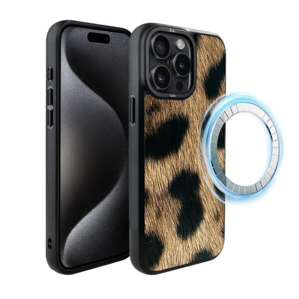 Etui do iPhone 15 Pro IBIZU DropGuard Matt z MagSafe, Zew Natury, Lampart