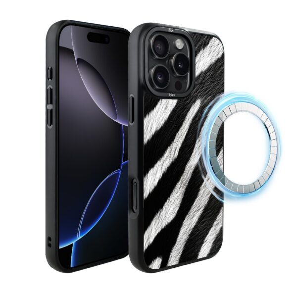 Etui do iPhone 16 Pro IBIZU DropGuard Matt z MagSafe, Zew Natury, Zebra