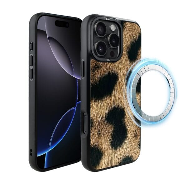 Etui do iPhone 16 Pro IBIZU DropGuard Matt z MagSafe, Zew Natury, Lampart