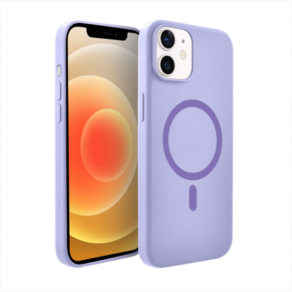 Etui do iPhone 12 mini, silikonowe z MagSafe, mikrofibra soft touch, fioletowe liliowe (3)
