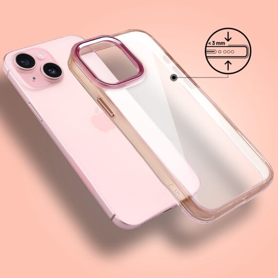 Etui do iPhone 15 Super Hybrid, twardy tył, metalowe ozdoby, złote (6)