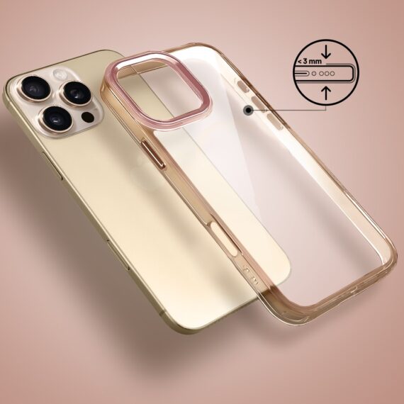 Etui do iPhone 16 Pro Max Super Hybrid, twardy tył, metalowe ozdoby, złote (3)