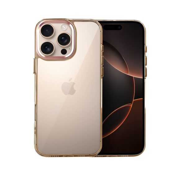 Etui do iPhone 16 Pro Max Super Hybrid, twardy tył, metalowe ozdoby, złote (8)