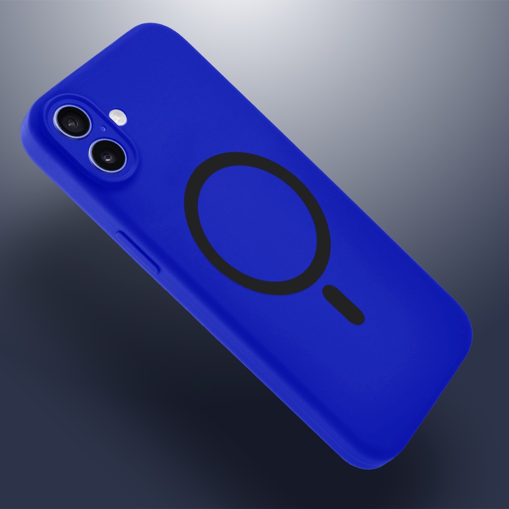 Etui do iPhone 16, silikonowe z MagSafe, mikrofibra soft touch z osłoną na aparat, ultramaryna (4)