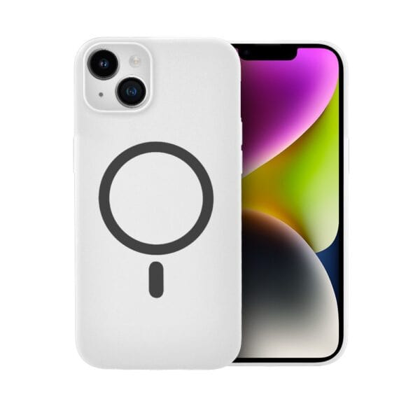 Etui do iPhone 14 Plus, silikonowe z MagSafe, mikrofibra soft touch z osłoną na aparat, białe