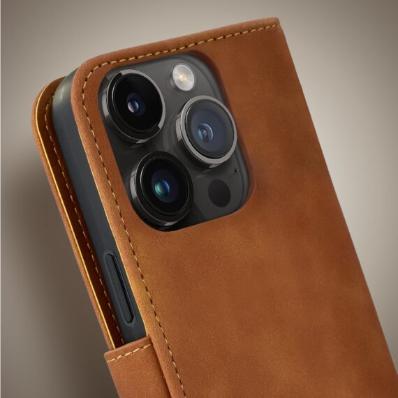 Etui do iPhone 14 Pro książkowe Velvet Touch, aksamitne, portfelowe z zamknięciem, brązowe (8) Etui do iPhone 14 Pro książkowe Velvet Touch, aksamitne, portfelowe z zamknięciem, brązowe (8)