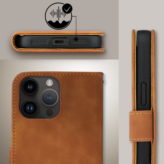 Etui do iPhone 14 Pro książkowe Velvet Touch, aksamitne, portfelowe z zamknięciem, brązowe (9) Etui do iPhone 14 Pro książkowe Velvet Touch, aksamitne, portfelowe z zamknięciem, brązowe (9)