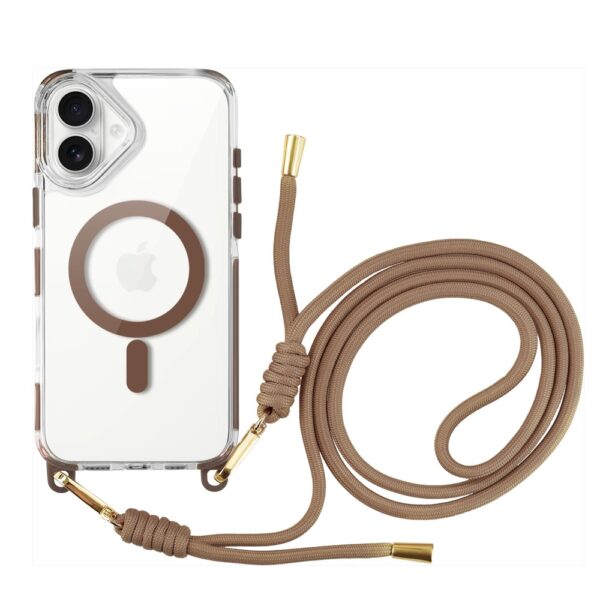 Etui do iPhone 16 Plus, MagSafe, ze smyczą, na ramię, crossbody, pustynny tytan