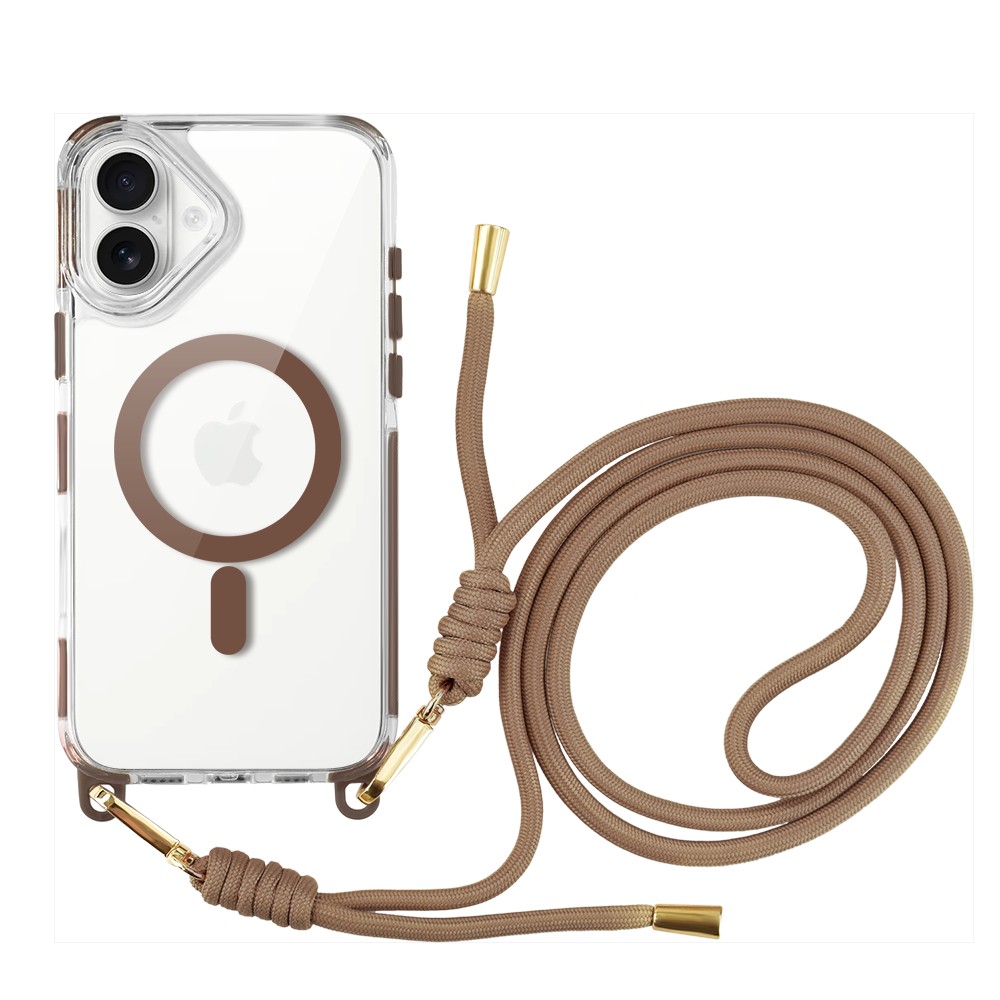 Etui do iPhone 16 Plus, MagSafe, ze smyczą, na ramię, crossbody, pustynny tytan