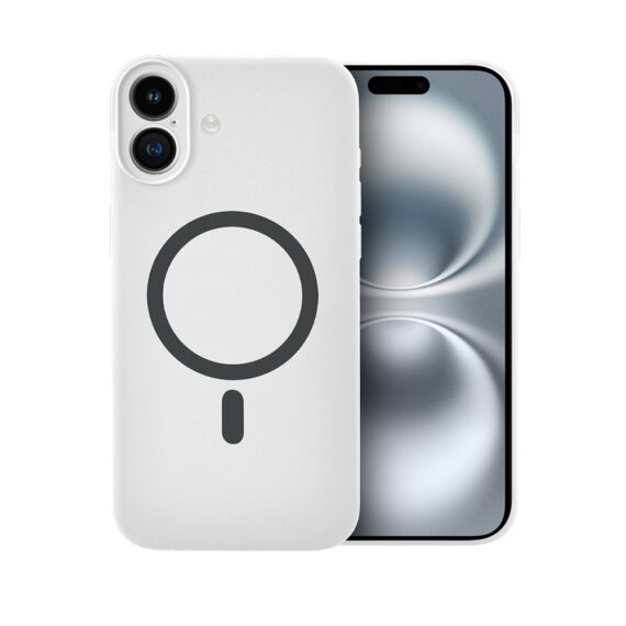 Etui do iPhone 16 Plus, silikonowe z MagSafe, mikrofibra soft touch z osłoną na aparat, białe (1)