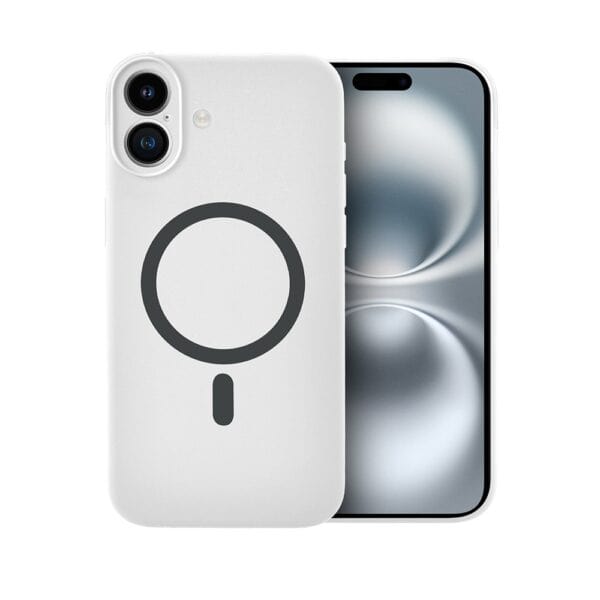Etui do iPhone 16, silikonowe z MagSafe, mikrofibra soft touch z osłoną na aparat, białe