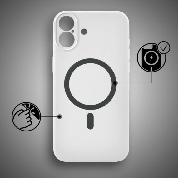 Etui do iPhone 16 Plus, silikonowe z MagSafe, mikrofibra soft touch z osłoną na aparat, białe (3)