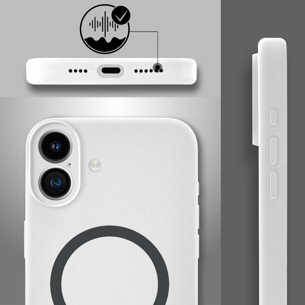 Etui do iPhone 16 Plus, silikonowe z MagSafe, mikrofibra soft touch z osłoną na aparat, białe (7)