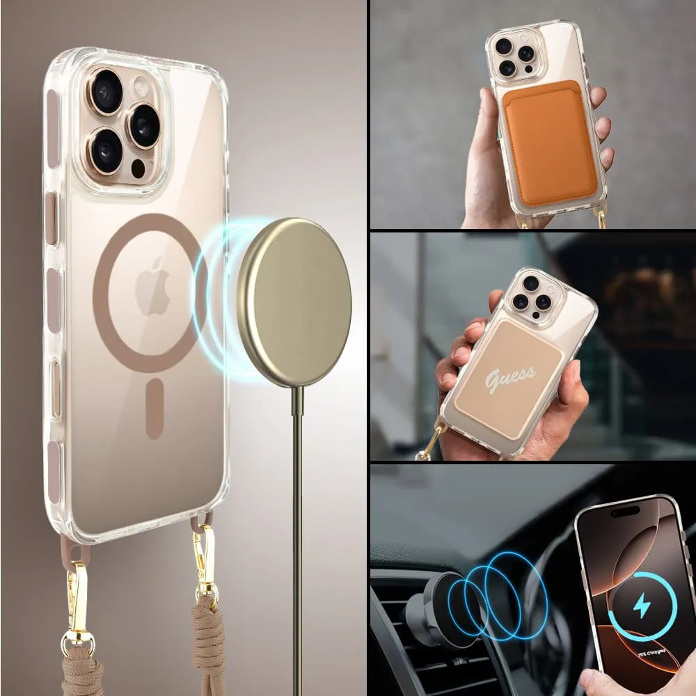 Etui do iPhone 16 Pro, MagSafe, ze smyczą, na ramię, crossbody, pustynny tytan - nowe (2)