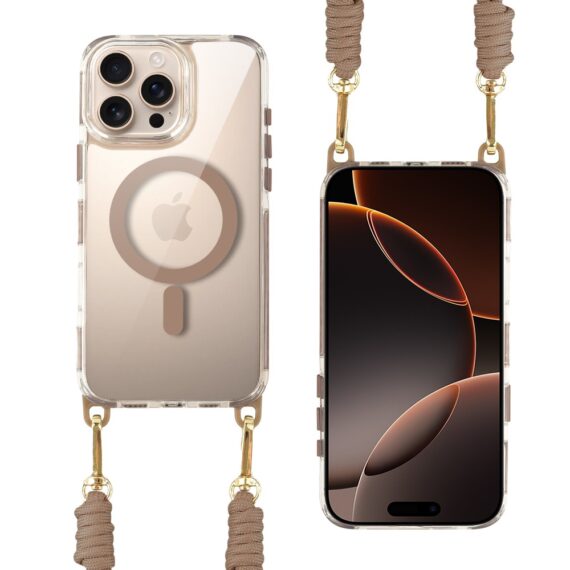 Etui do iPhone 16 Pro Max, MagSafe, ze smyczą, na ramię, crossbody, pustynny tytanArtboard 1