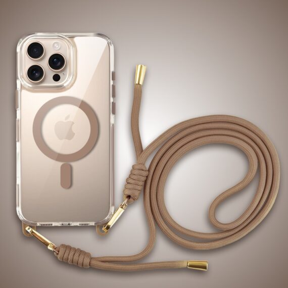 Etui do iPhone 16 Pro Max, MagSafe, ze smyczą, na ramię, crossbody, pustynny tytanArtboard 2