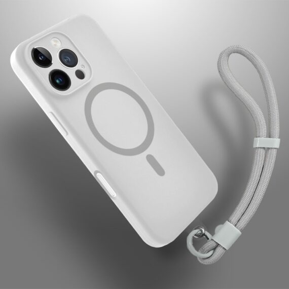 Etui do iPhone 16 Pro Max, silikonowe z MagSafe, mikrofibra soft touch z osłoną na aparat, białe (5)
