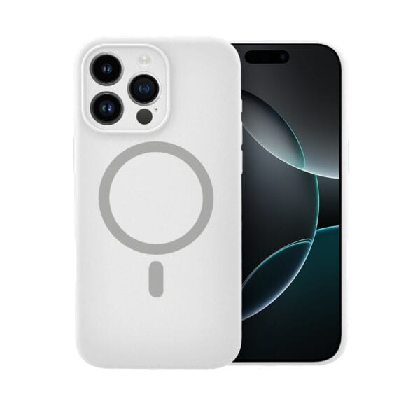 Etui do iPhone 16 Pro Max, silikonowe z MagSafe, mikrofibra soft touch z osłoną na aparat, białe