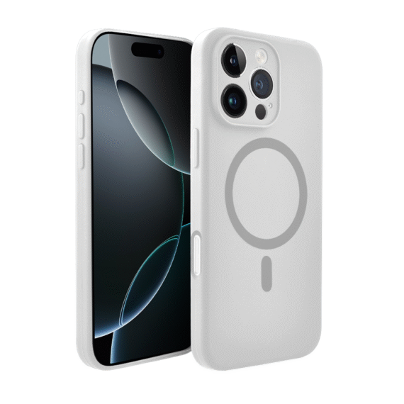 Etui do iPhone 16 Pro Max, silikonowe z MagSafe, mikrofibra soft touch z osłoną na aparat, białe (7)